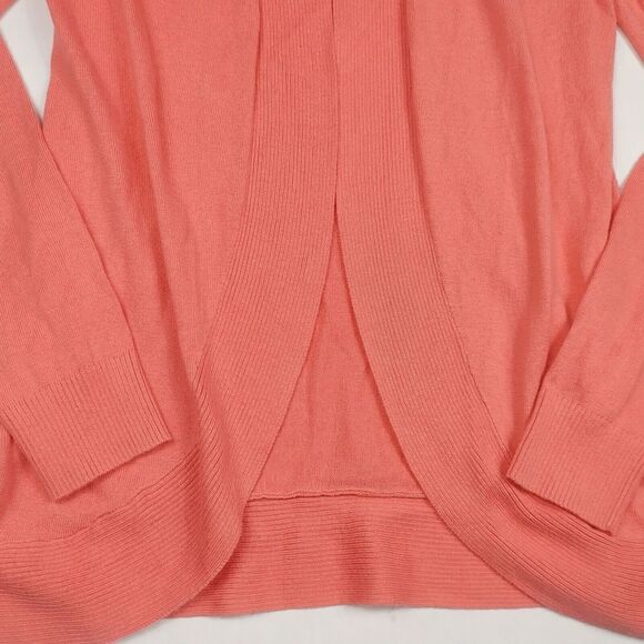 LOFT Womens Draped Open Front Cardigan Coral Orange Long Sleeve Knit Sweater XS - Picture 3 of 10